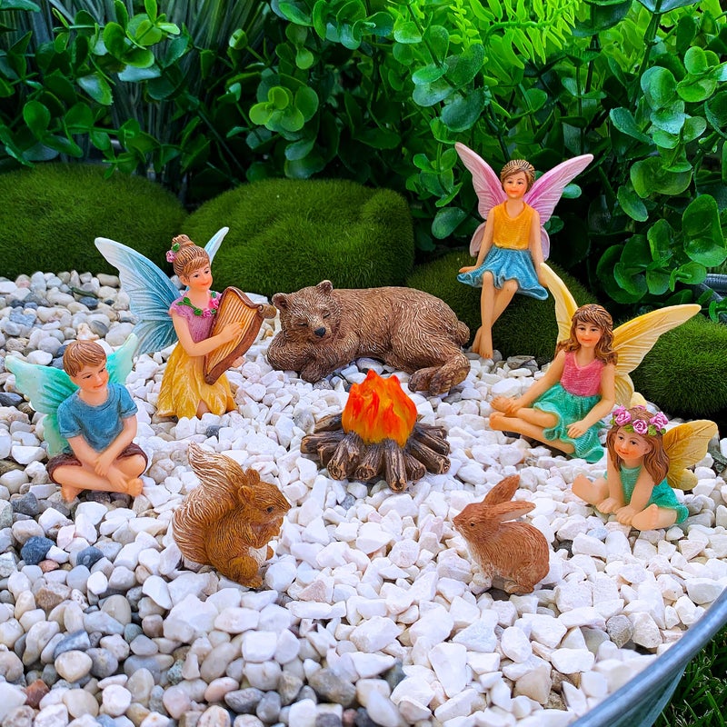 Mood Lab Fairy Garden - Miniature Fairies Figurines Accessories - Camping Kit of 9 pcs - Set for Outdoor or House Decor - Image 4